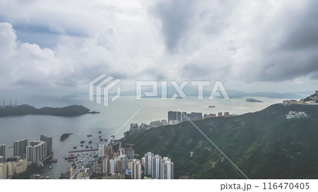 June 29 2021 view of Hong Kong typhoon shelter in aberdeen 116470405