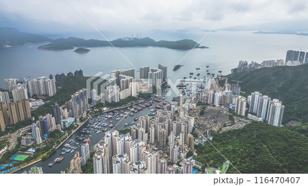 June 29 2021 view of Hong Kong typhoon shelter in aberdeen 116470407