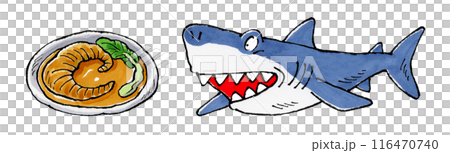 Shark and shark fin soup 116470740