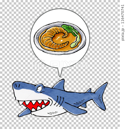 Shark and shark fin soup (with speech bubble) Shark and shark fin soup (with speech bubble) 116470741