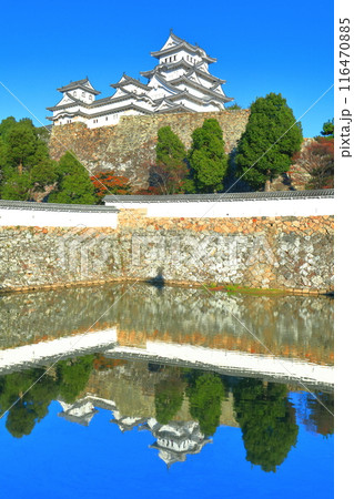 【兵庫県】シンメトリーな姫路城と紅葉 【兵庫県】シンメトリーな姫路城と紅葉 116470885