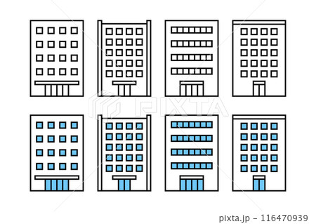 同じ高さ・横幅の会社ビルのアイコンセット 同じ高さ・横幅の会社ビルのアイコンセット 116470939