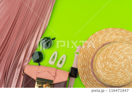 Woman fashion clothes and accessories close up 116471847