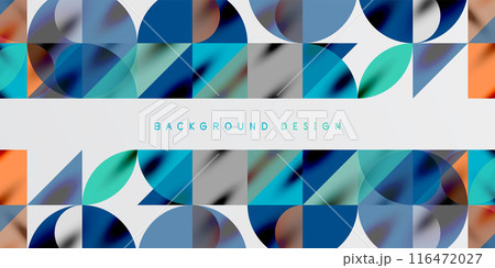 Triangles, round triangles and circles techno art. Vector Illustration For Wallpaper, Banner, Background, Card, Book Illustration, landing page Triangles, round triangles and circles techno art. Vector Illustration For Wallpaper, Banner, Background, Card, Book Illustration, landing page 116472027