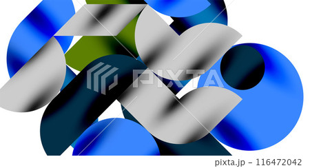 Shadow effect shiny circles and round triangles geometric modern art. Vector Illustration For Wallpaper, Banner, Background, Card, Book Illustration, landing page 116472042