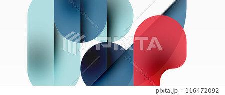 Minimal round shapes geometric abstract background. Circle design. Trendy techno business template for wallpaper, banner, background or landing 116472092