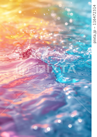 カラフルな水面の接写　AI生成画像 116472314