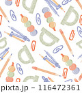 Seamless School Supplies Pattern in Flat Style 116472361
