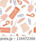 Seamless School Supplies Pattern in Flat Style 116472366