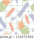 Seamless School Supplies Pattern in Flat Style 116472369