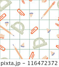 Seamless School Supplies Pattern in Flat Style 116472372