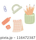 Flat design set of school supplies back to school september 1 116472387