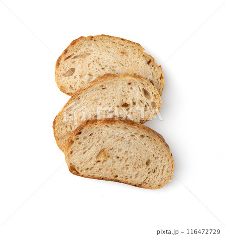 slices of bread isolated on white background, top view slices of bread isolated on white background, top view 116472729