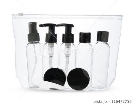 Clear Plastic Bottles With Black Caps for Travel and Personal Use 116472756