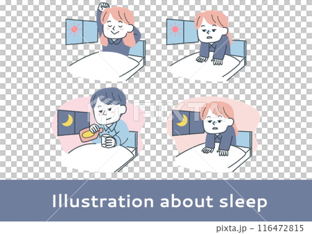 有睡眠問題的人的插圖集 116472815
