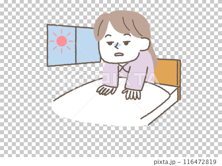 Illustration of a woman who didn't get a very good night's sleep 116472819