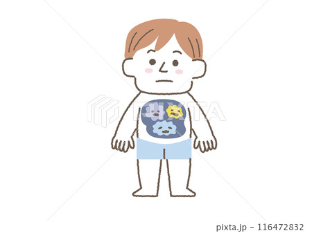 体に毒素が溜まっている男性のイラスト 116472832
