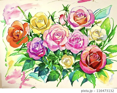 水彩薔薇の花束 116473132