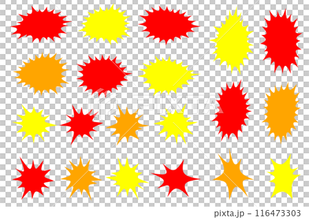 目立つ色の爆弾形状のイラストセット 116473303