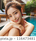 プールサイドの可愛い日本女性 116473481