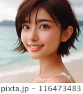 海辺の可愛い日本女性 116473483
