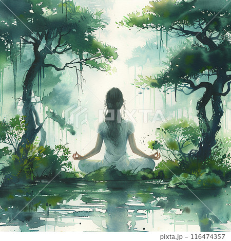 Serene Jungle Yoga: Watercolor Bliss Serene Jungle Yoga: Watercolor Bliss 116474357
