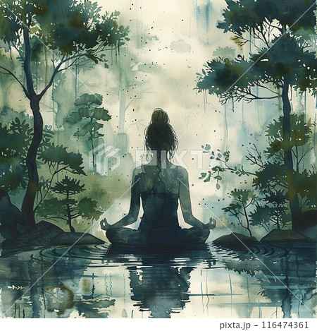 Serene Jungle Yoga: Watercolor Bliss Serene Jungle Yoga: Watercolor Bliss 116474361