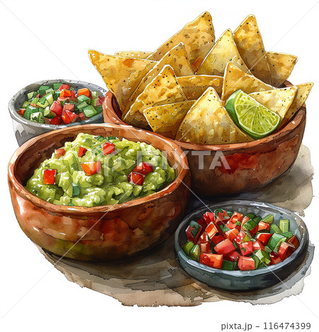 watercolor art illustration of guacamole watercolor art illustration of guacamole 116474399