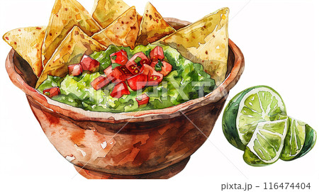 watercolor art illustration of guacamole watercolor art illustration of guacamole 116474404