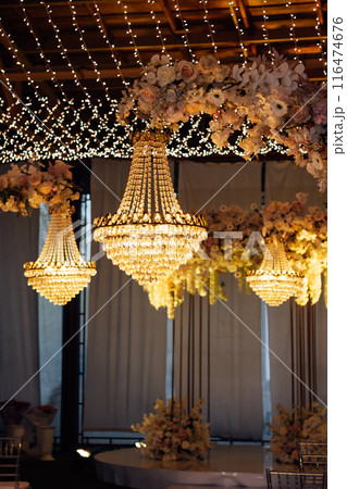 Great place for evening wedding ceremony. Large crystal lamps decorate the location 116474676