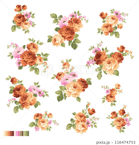 クラシックなイメージで描いた薔薇の花素材, 116474753