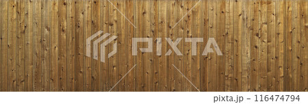 木目や節が見える茶色の横長の板塀の背景画像 116474794