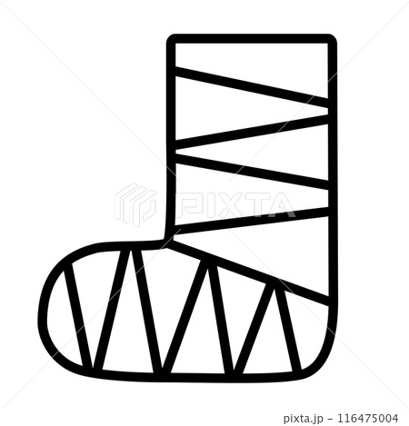 足のギプスのイラスト素材。入院、ケガ、治療、リハビリアイコン 足のギプスのイラスト素材。入院、ケガ、治療、リハビリアイコン 116475004
