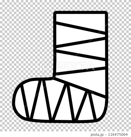 足のギプスのイラスト素材。入院、ケガ、治療、リハビリアイコン 足のギプスのイラスト素材。入院、ケガ、治療、リハビリアイコン 116475004