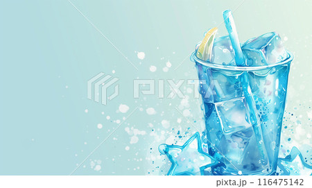 グラスに入った炭酸水とレモン 116475142