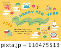 2025年 巳年の年賀状　ヘビの手書き風ヨコ 116475513