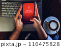 Smart phone malware warning concept. 116475828