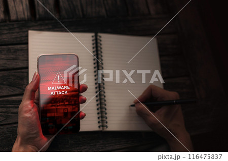 Smart phone malware warning concept. 116475837