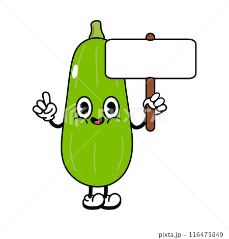 Cute funny vegetable marrow with an inscription character. Vector hand drawn traditional cartoon vintage, retro, kawaii character illustration icon. Isolated background. Vegetable marrow 116475849