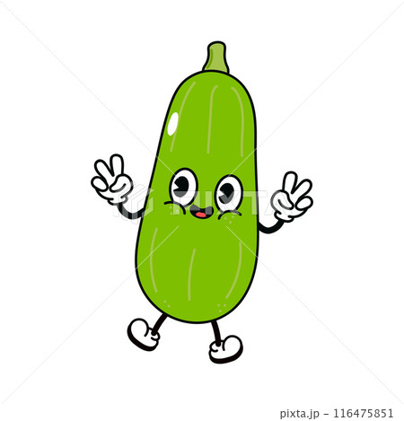 Jumping Vegetable marrow character character. Vector hand drawn traditional cartoon vintage, retro, kawaii character illustration icon. Isolated white background. Vegetable marrow character concept Jumping Vegetable marrow character character. Vector hand drawn traditional cartoon vintage, retro, kawaii character illustration icon. Isolated white background. Vegetable marrow character concept 116475851