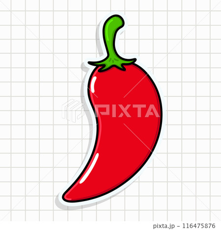 Cute Chili pepper sticker character. Vector hand drawn cartoon kawaii character illustration icon. Fun Chili pepper sticker character concept Cute Chili pepper sticker character. Vector hand drawn cartoon kawaii character illustration icon. Fun Chili pepper sticker character concept 116475876