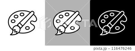 シンプルな線画のパレットと筆のベクターアイコン 116476246