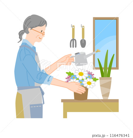 笑顔のシニア女性がガーデニングを楽しむイメージ(アクティブシニア) 笑顔のシニア女性がガーデニングを楽しむイメージ(アクティブシニア) 116476341