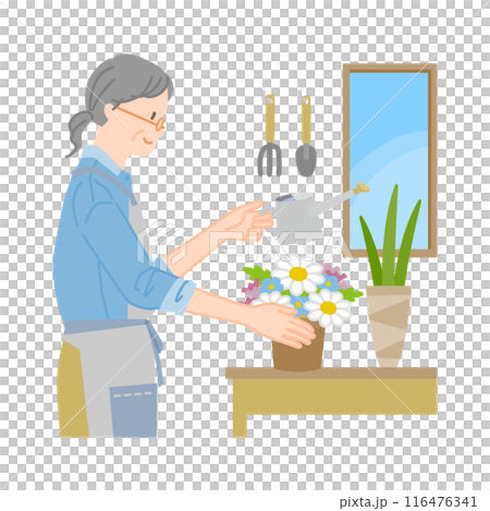 笑顔のシニア女性がガーデニングを楽しむイメージ(アクティブシニア) 笑顔のシニア女性がガーデニングを楽しむイメージ(アクティブシニア) 116476341