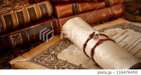 Graduation Diploma and Academic Relics Showcase Scholarly Success 116476450
