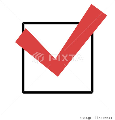 赤いチェックマーク（四角枠） 116476634