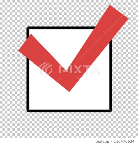 赤いチェックマーク（四角枠） 116476634