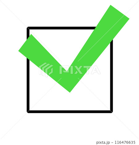 緑のチェックマーク（四角枠） 116476635