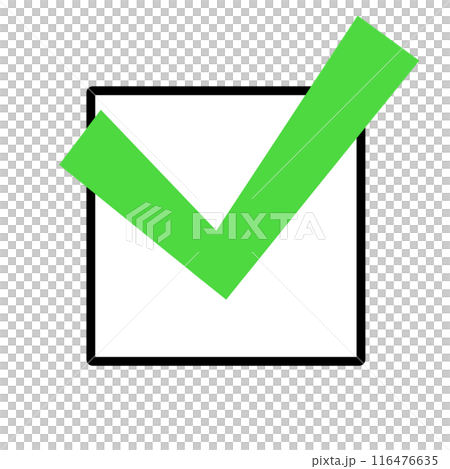 緑のチェックマーク（四角枠） 116476635