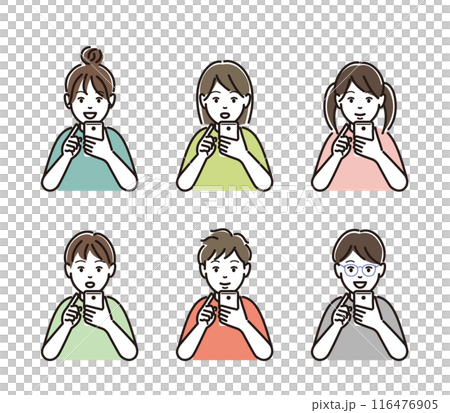 スマホを操作する子供のセット 116476905